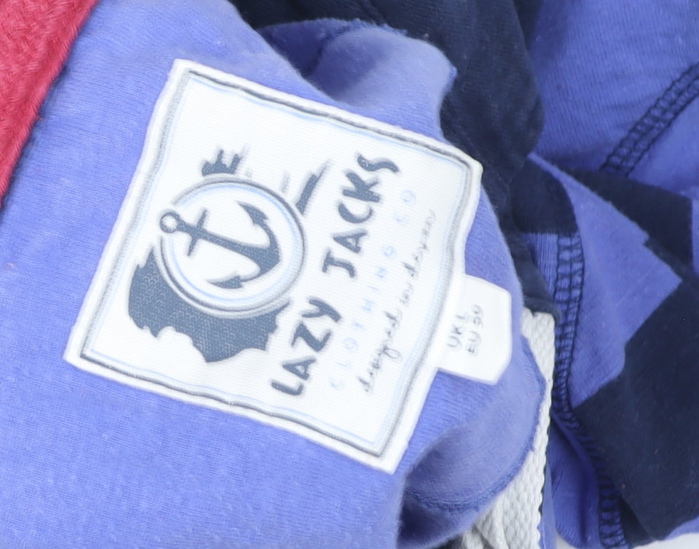 Lazy Jacks Women Blue Striped Cotton Pullover Sweatshirt UK L