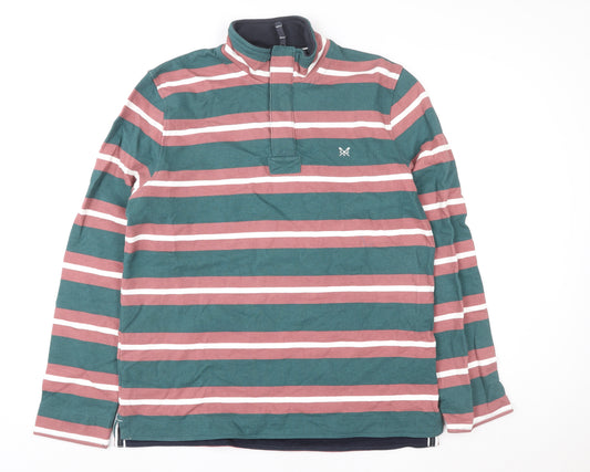Crew Clothing Company Mens XL Striped Henley Sweatshirt Multicoloured