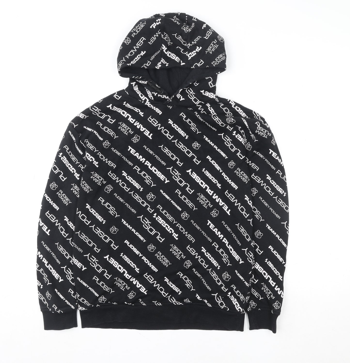 George Boys Black TEAM PUDSEY Pullover Hoodie 11-12 Years Graphic Print