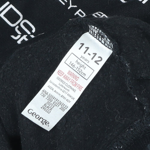 George Boys Black TEAM PUDSEY Pullover Hoodie 11-12 Years Graphic Print