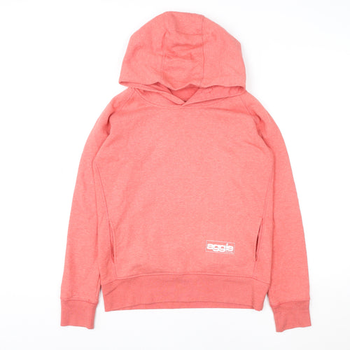 Eagle Women's Coral Pink Pullover Hoodie Size M Organic Cotton Blend