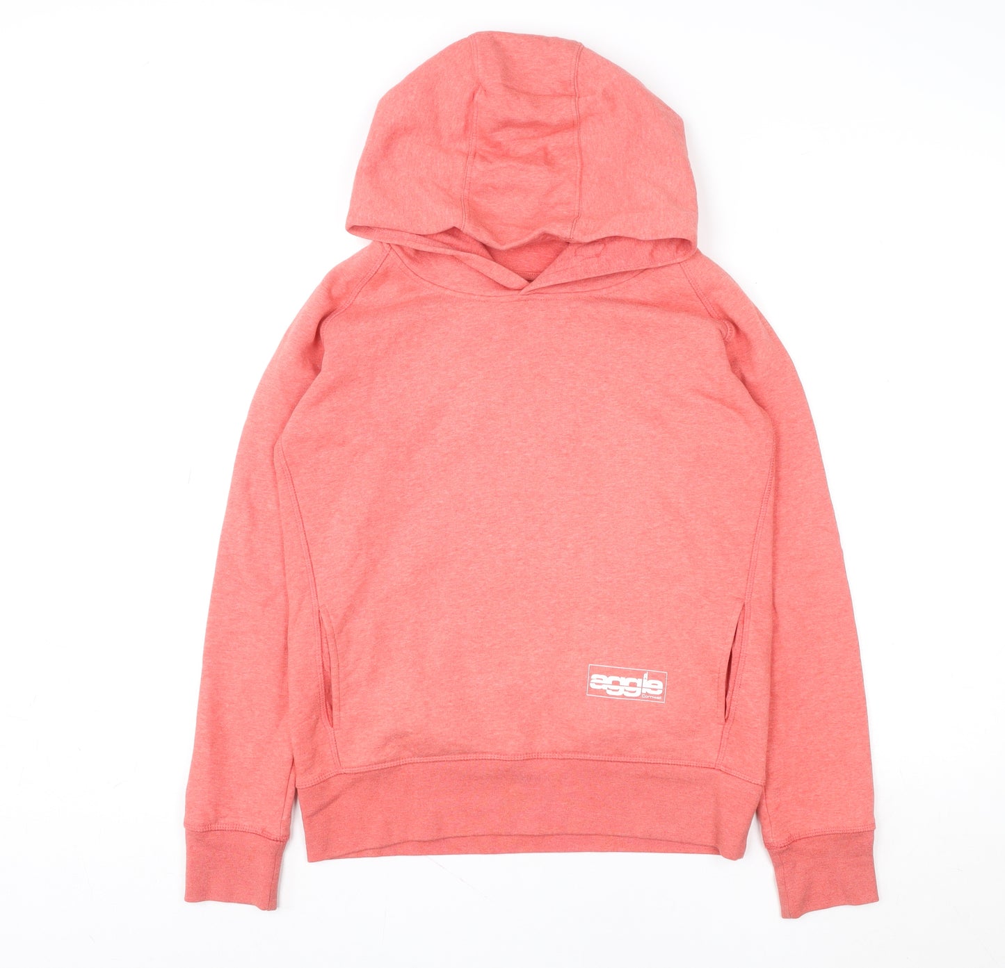 Eagle Women's Coral Pink Pullover Hoodie Size M Organic Cotton Blend