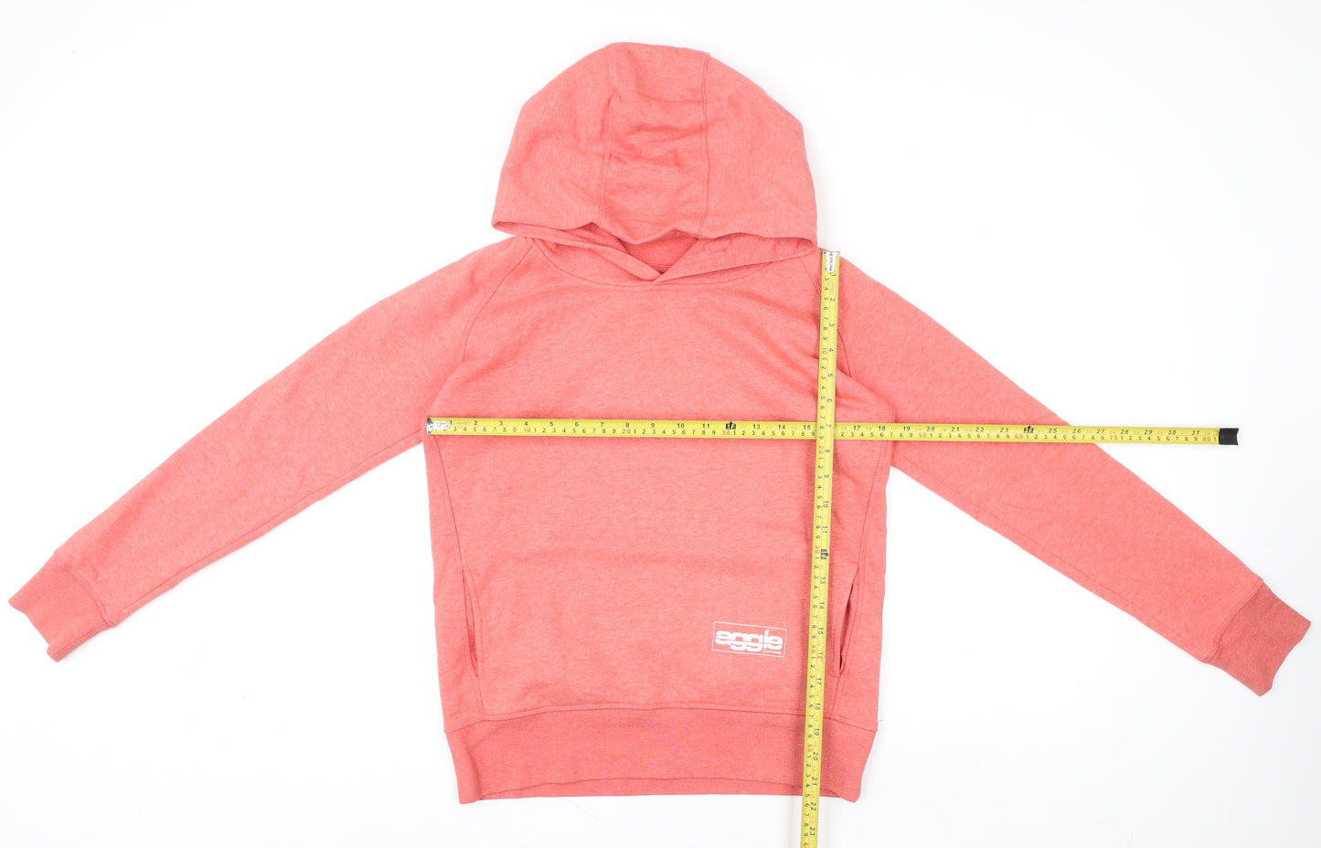 Eagle Women's Coral Pink Pullover Hoodie Size M Organic Cotton Blend