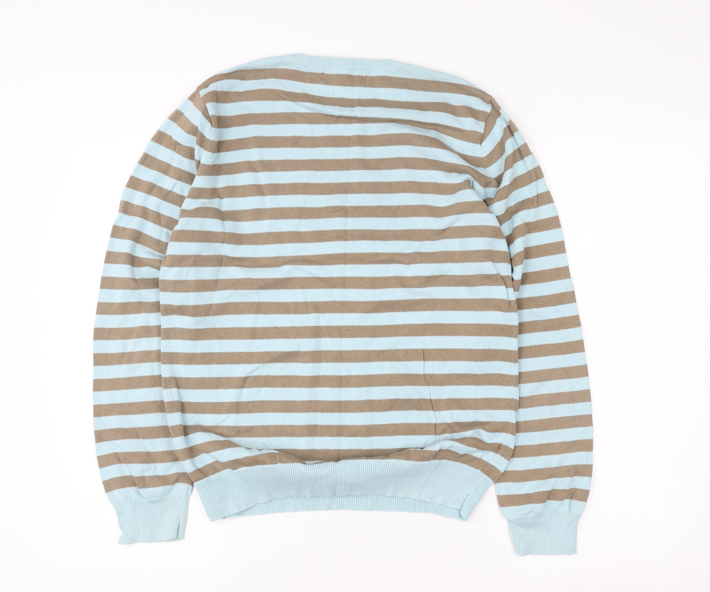Topman Men's Brown Blue Striped Pullover Sweatshirt Size S