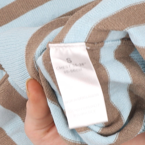 Topman Men's Brown Blue Striped Pullover Sweatshirt Size S