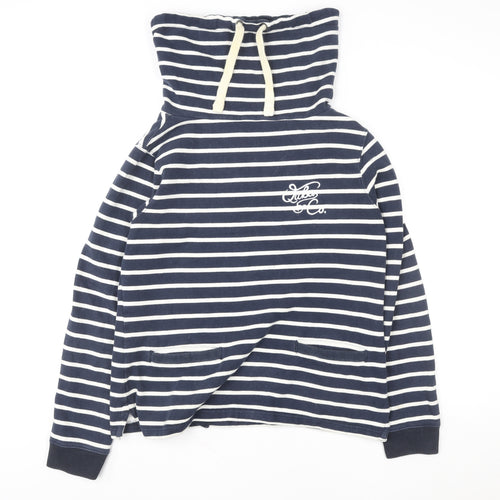 Quba Sails Womens Navy Striped Pullover Hoodie Size 12 Cotton Blend