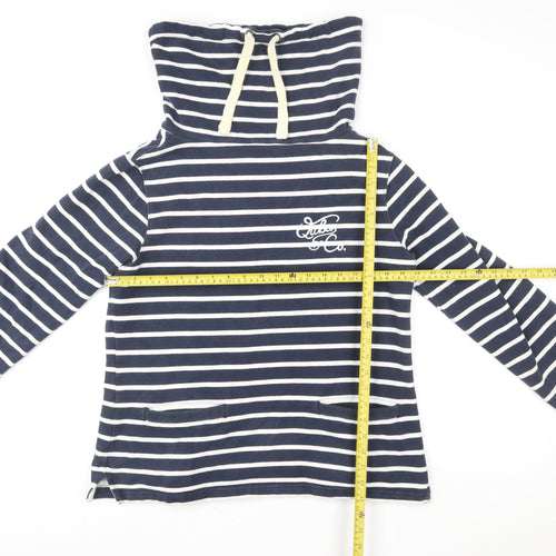 Quba Sails Womens Navy Striped Pullover Hoodie Size 12 Cotton Blend