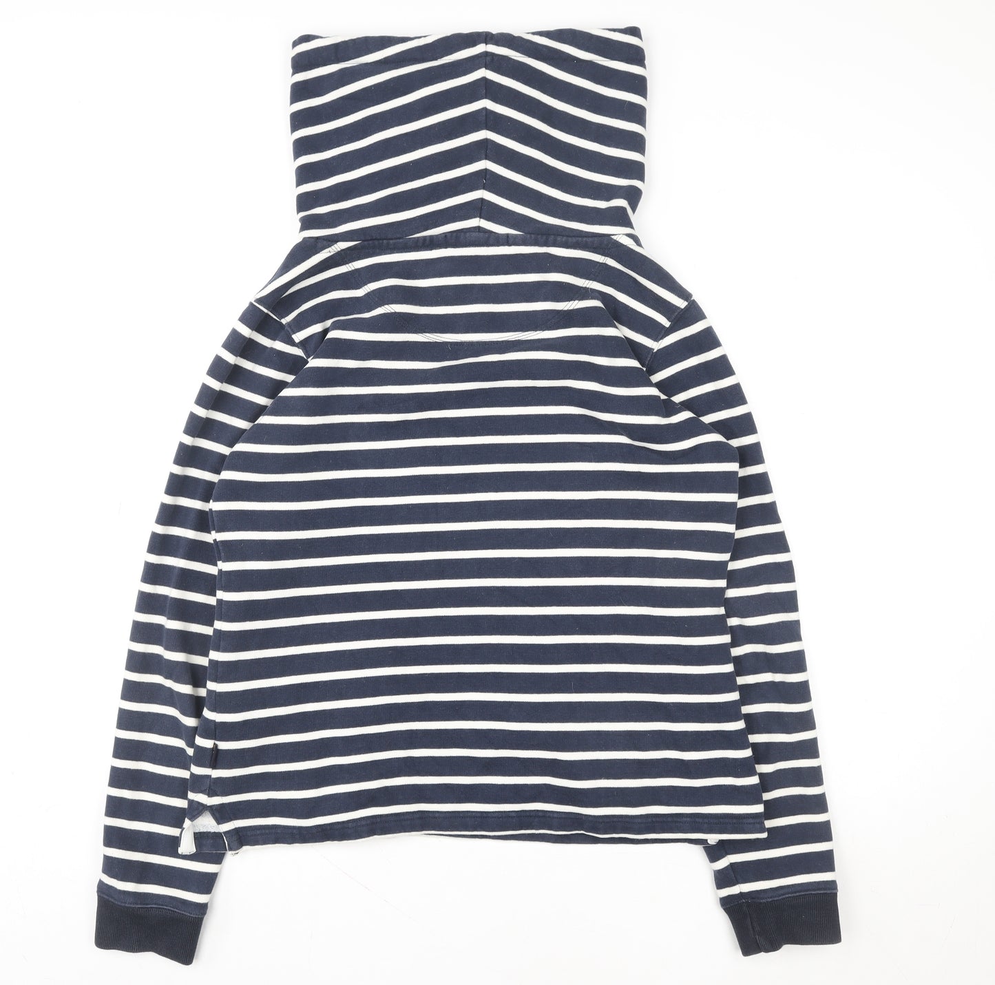 Quba Sails Womens Navy Striped Pullover Hoodie Size 12 Cotton Blend