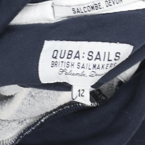 Quba Sails Womens Navy Striped Pullover Hoodie Size 12 Cotton Blend