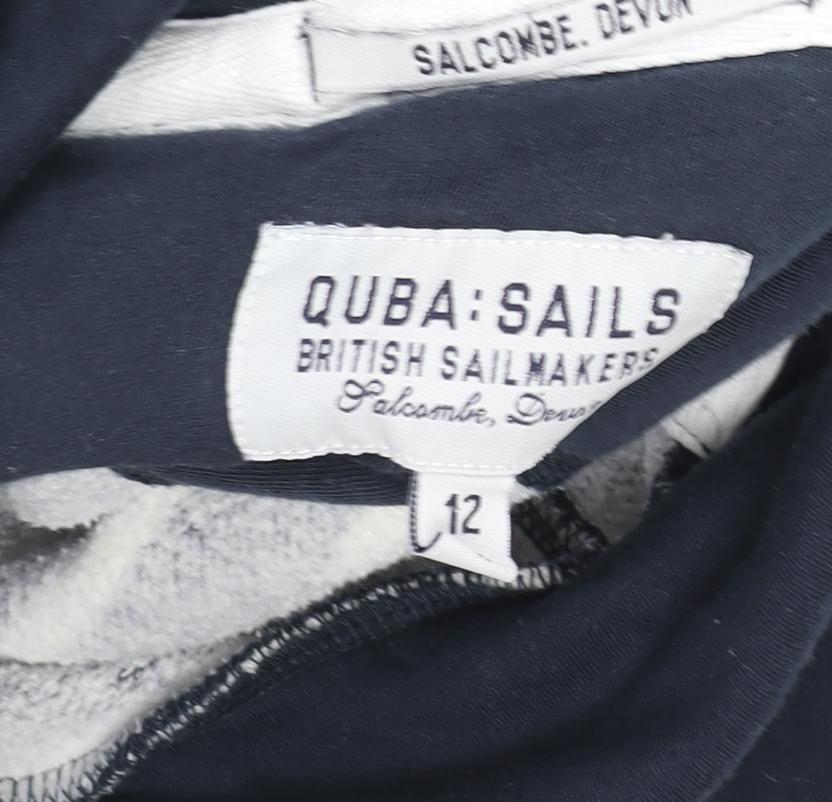 Quba Sails Womens Navy Striped Pullover Hoodie Size 12 Cotton Blend