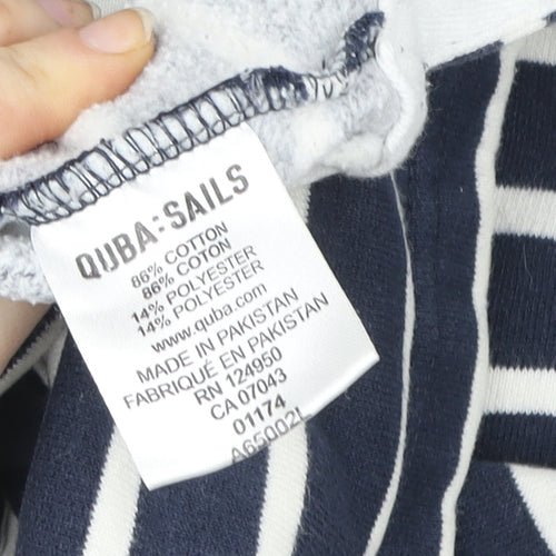 Quba Sails Womens Navy Striped Pullover Hoodie Size 12 Cotton Blend