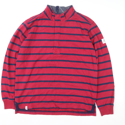 Lazy Jacks Women Red Navy Striped Pullover Sweatshirt UK 14 Cotton
