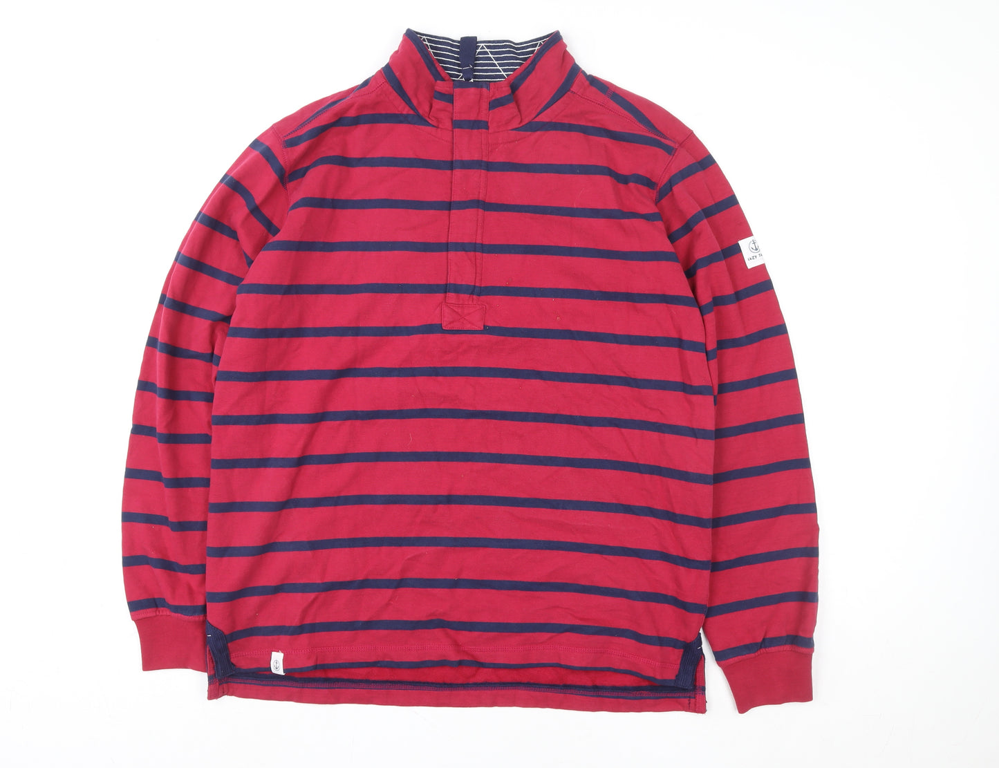 Lazy Jacks Women Red Navy Striped Pullover Sweatshirt UK 14 Cotton