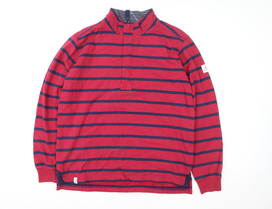 Lazy Jacks Women Red Navy Striped Pullover Sweatshirt UK 14 Cotton
