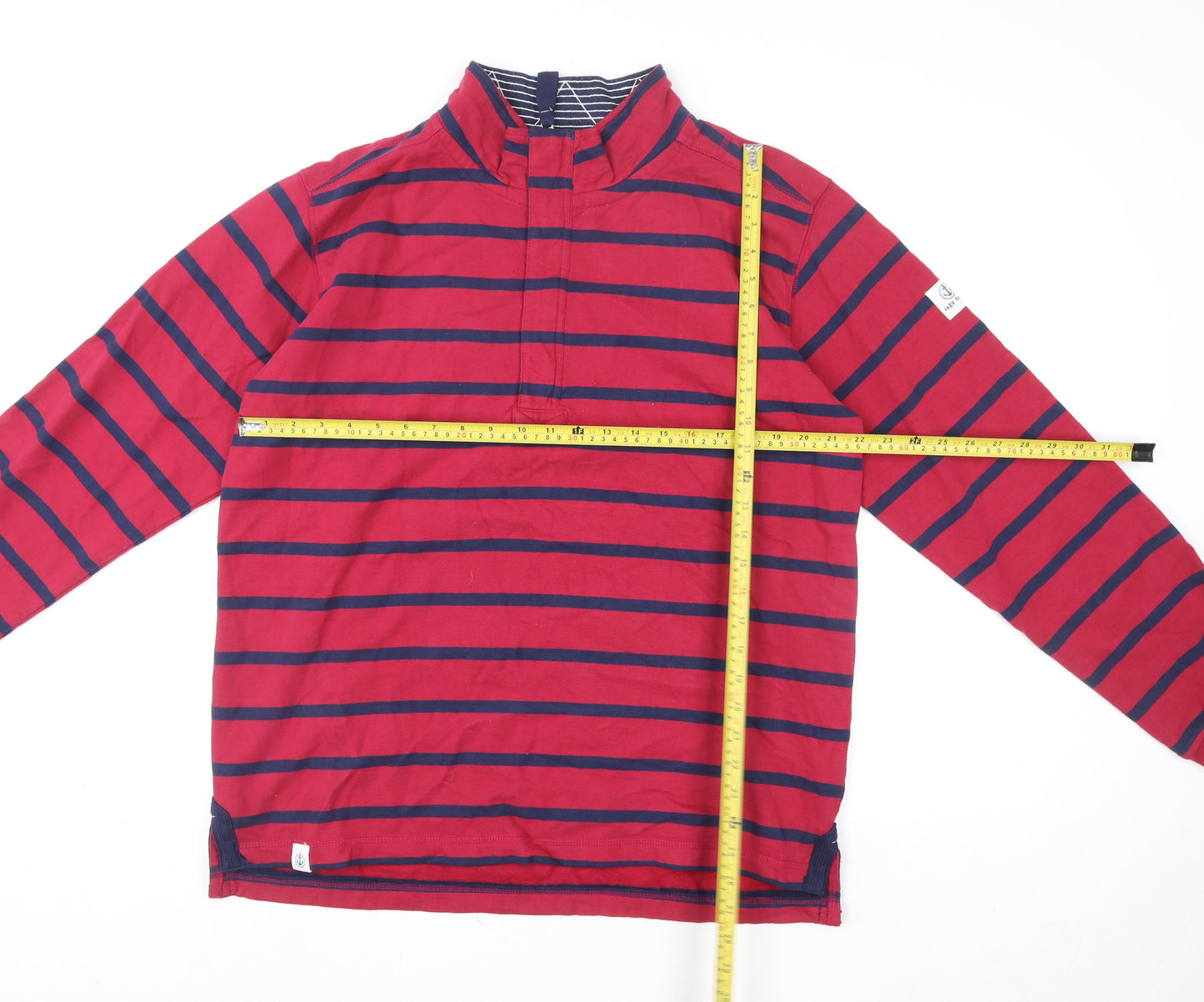 Lazy Jacks Women Red Navy Striped Pullover Sweatshirt UK 14 Cotton