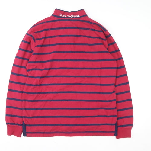 Lazy Jacks Women Red Navy Striped Pullover Sweatshirt UK 14 Cotton