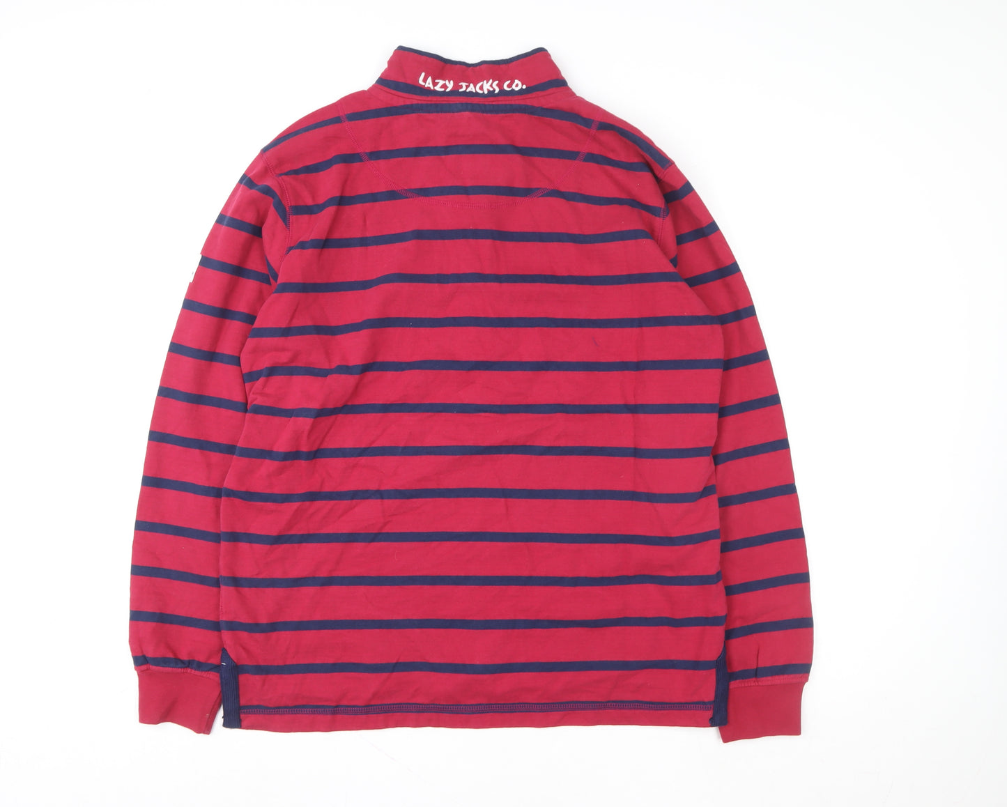Lazy Jacks Women Red Navy Striped Pullover Sweatshirt UK 14 Cotton
