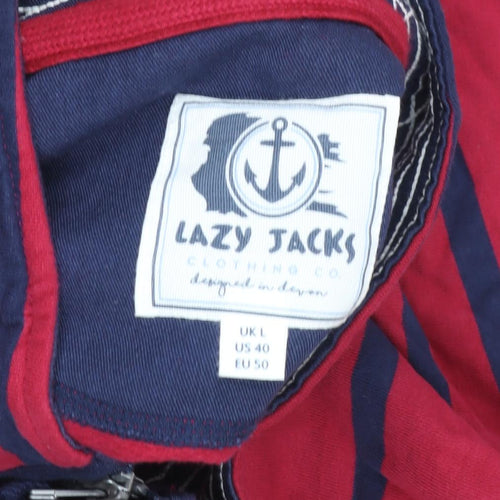 Lazy Jacks Women Red Navy Striped Pullover Sweatshirt UK 14 Cotton
