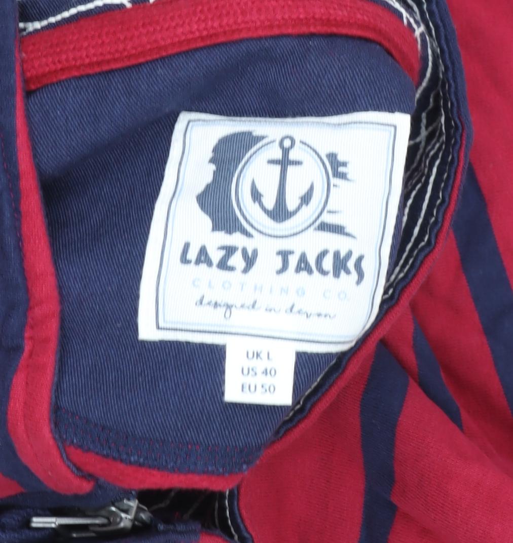 Lazy Jacks Women Red Navy Striped Pullover Sweatshirt UK 14 Cotton
