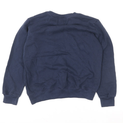 Damart Women's Navy Blue Embroidered Floral Crew Neck Sweatshirt Size L