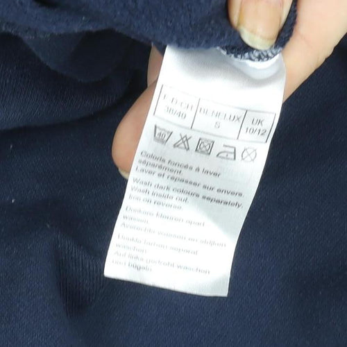 Damart Women's Navy Blue Embroidered Floral Crew Neck Sweatshirt Size L