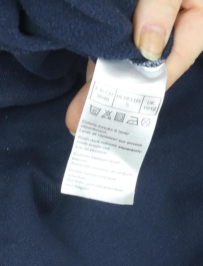 Damart Women's Navy Blue Embroidered Floral Crew Neck Sweatshirt Size L