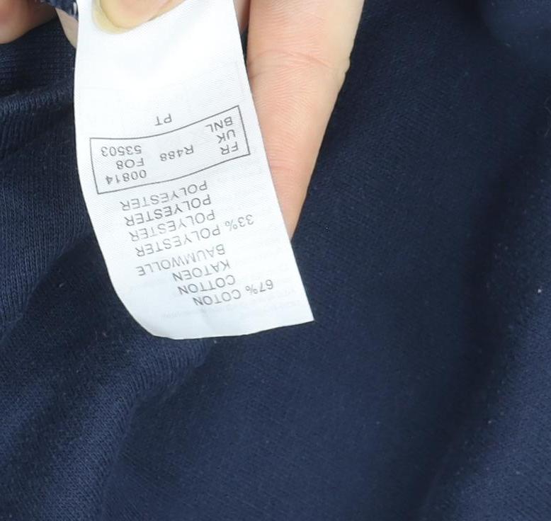 Damart Women's Navy Blue Embroidered Floral Crew Neck Sweatshirt Size L