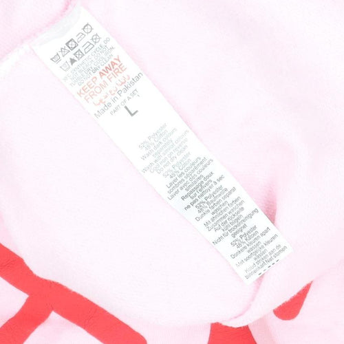 boohooMAN Pink Heart Graphic Pullover Hoodie L Unisex Adults