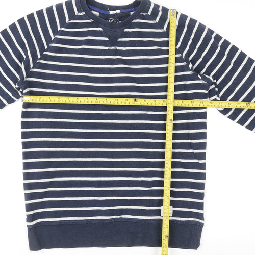 O'Neill Women's Navy Striped Cotton Crew Neck Pullover Sweatshirt M
