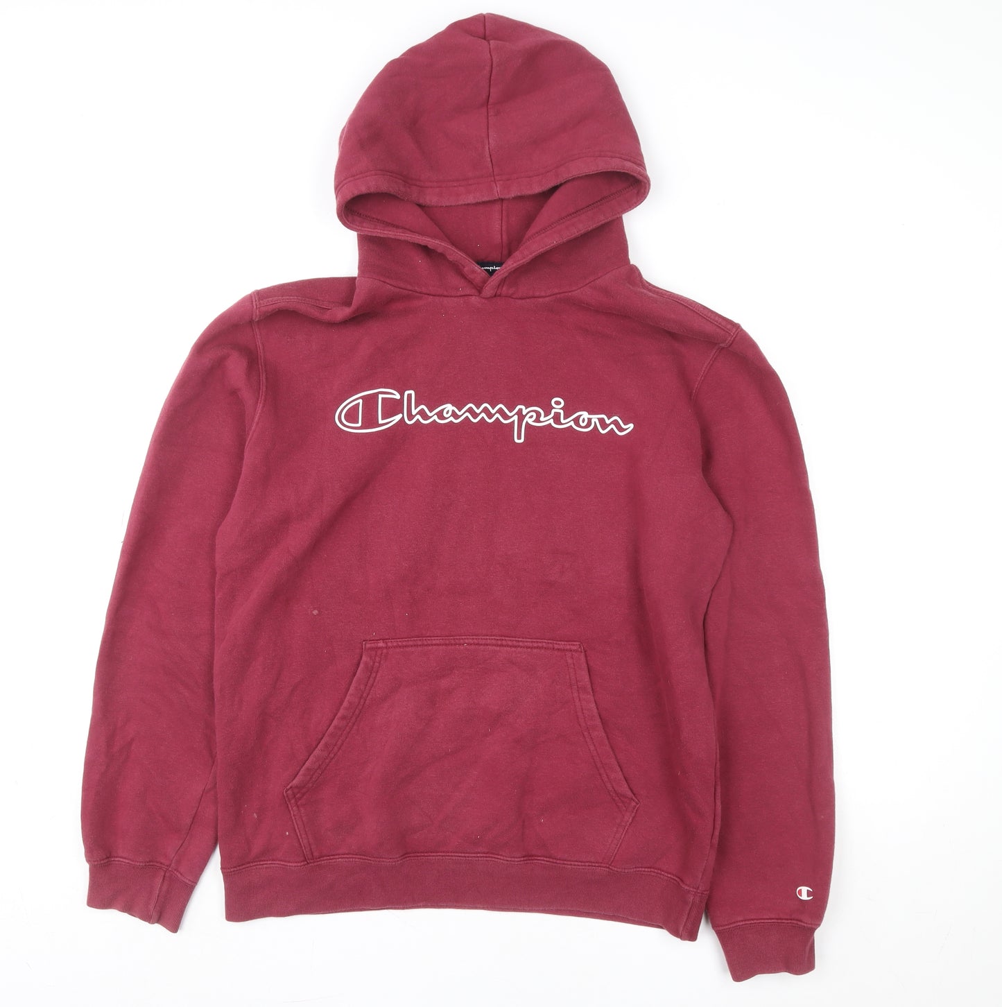 Champion Men's Red Pullover Hoodie Large Logo Fleece Sweatshirt