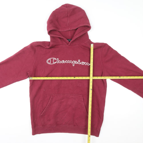 Champion Men's Red Pullover Hoodie Large Logo Fleece Sweatshirt