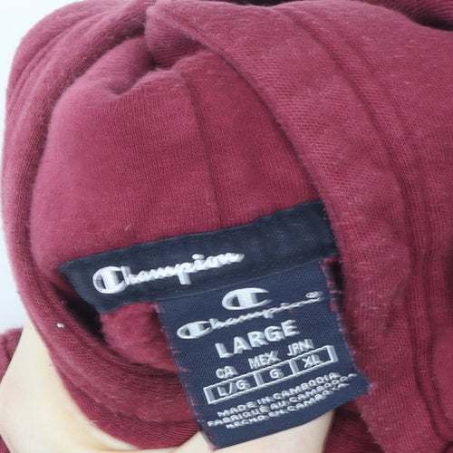 Champion Men's Red Pullover Hoodie Large Logo Fleece Sweatshirt