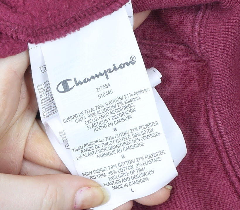 Champion Men's Red Pullover Hoodie Large Logo Fleece Sweatshirt