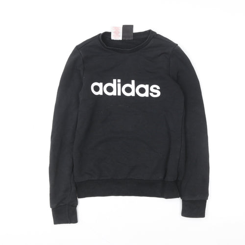 Adidas Boys Black Logo Pullover Sweatshirt 11-12 Years Regular Fit