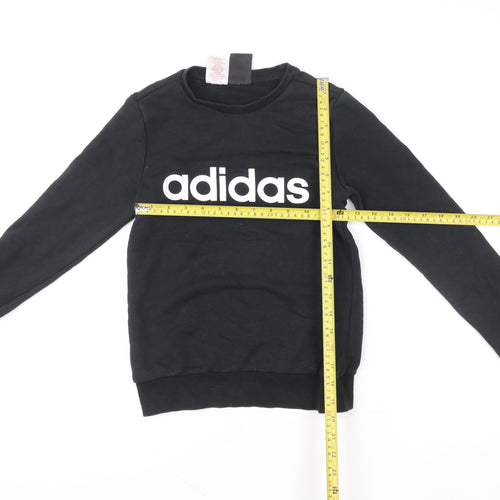 Adidas Boys Black Logo Pullover Sweatshirt 11-12 Years Regular Fit