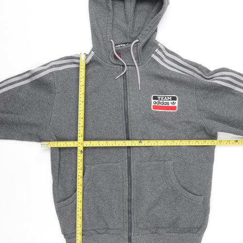 Adidas Men's Grey Full Zip Hoodie M Logo Sportswear