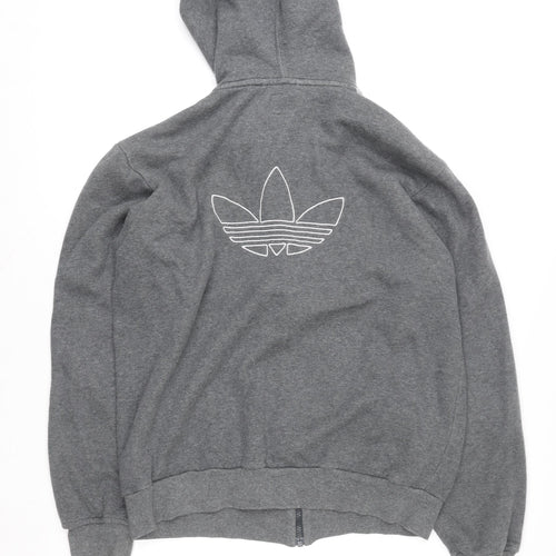 Adidas Men's Grey Full Zip Hoodie M Logo Sportswear