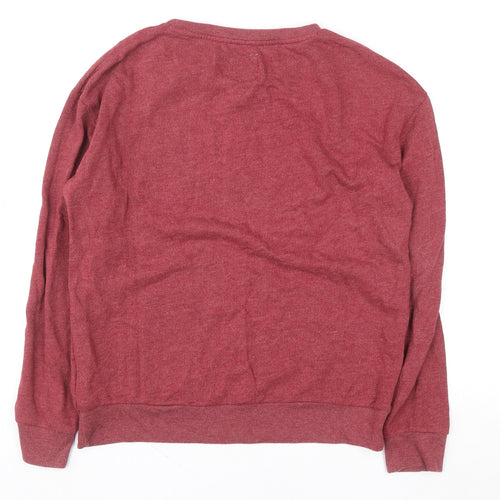 Superdry Womens Red Small Pullover Crew Neck Logo Sweatshirt