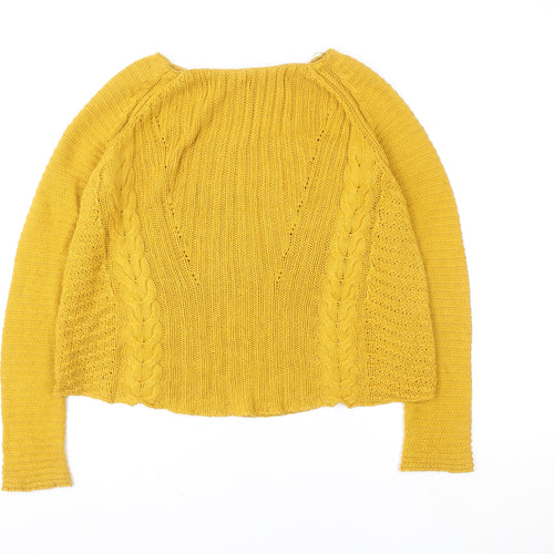 Zara Knit Women’s Yellow Cable Pullover Jumper Size S