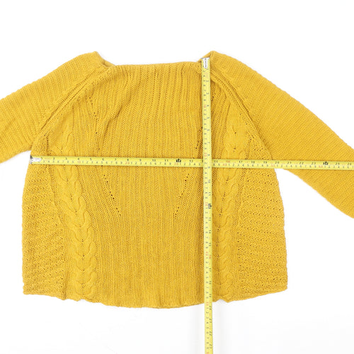 Zara Knit Women’s Yellow Cable Pullover Jumper Size S