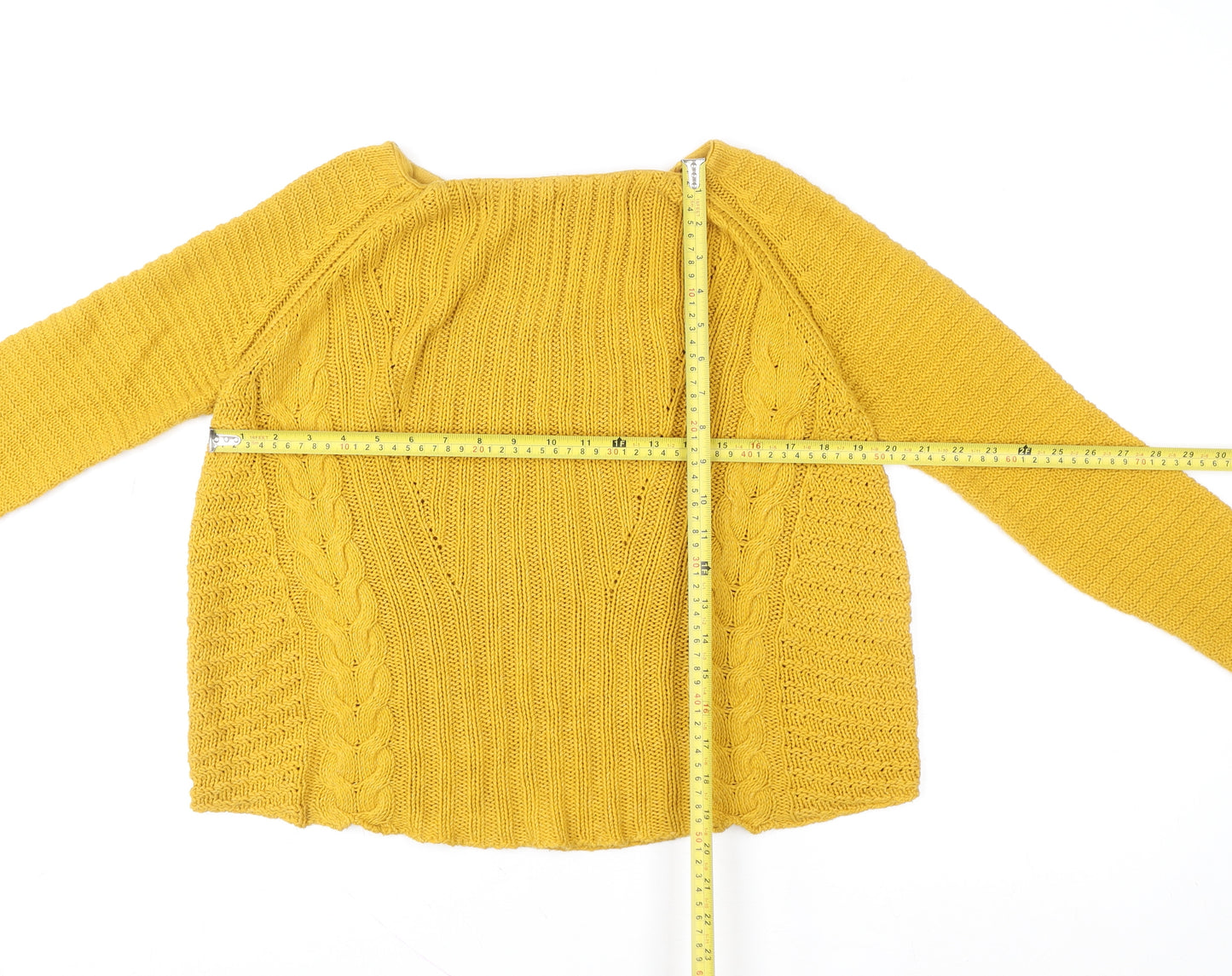 Zara Knit Women’s Yellow Cable Pullover Jumper Size S