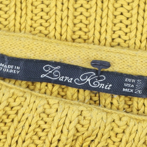 Zara Knit Women’s Yellow Cable Pullover Jumper Size S