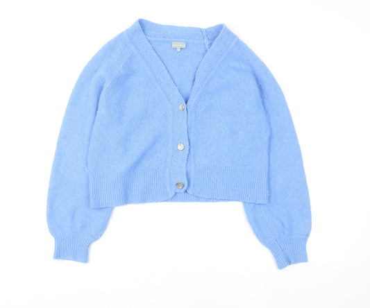 Oliver Bonas Women’s Blue Wool Alpaca Blend V-Neck Cardigan Size 12