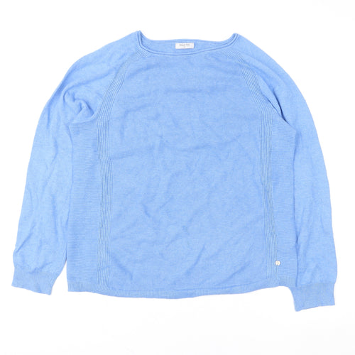 Bella di Notte Womens Blue Cotton Crew Neck Pullover Size 12