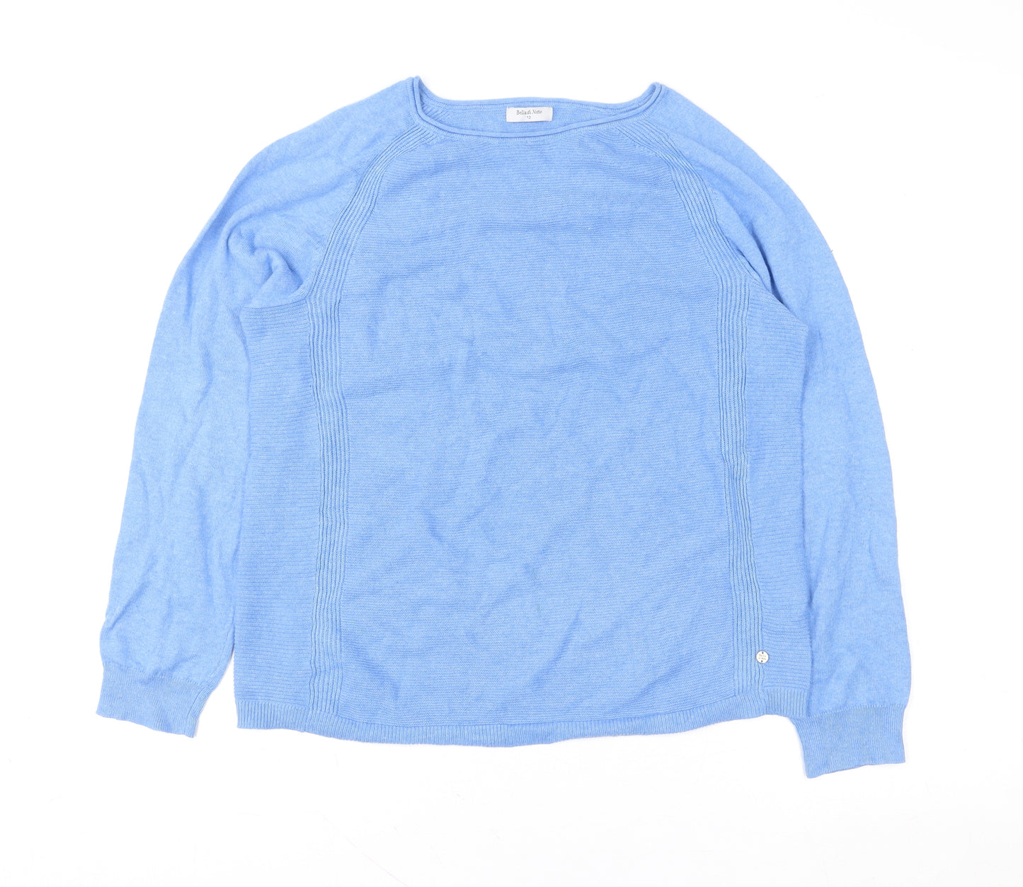 Bella di Notte Womens Blue Cotton Crew Neck Pullover Size 12