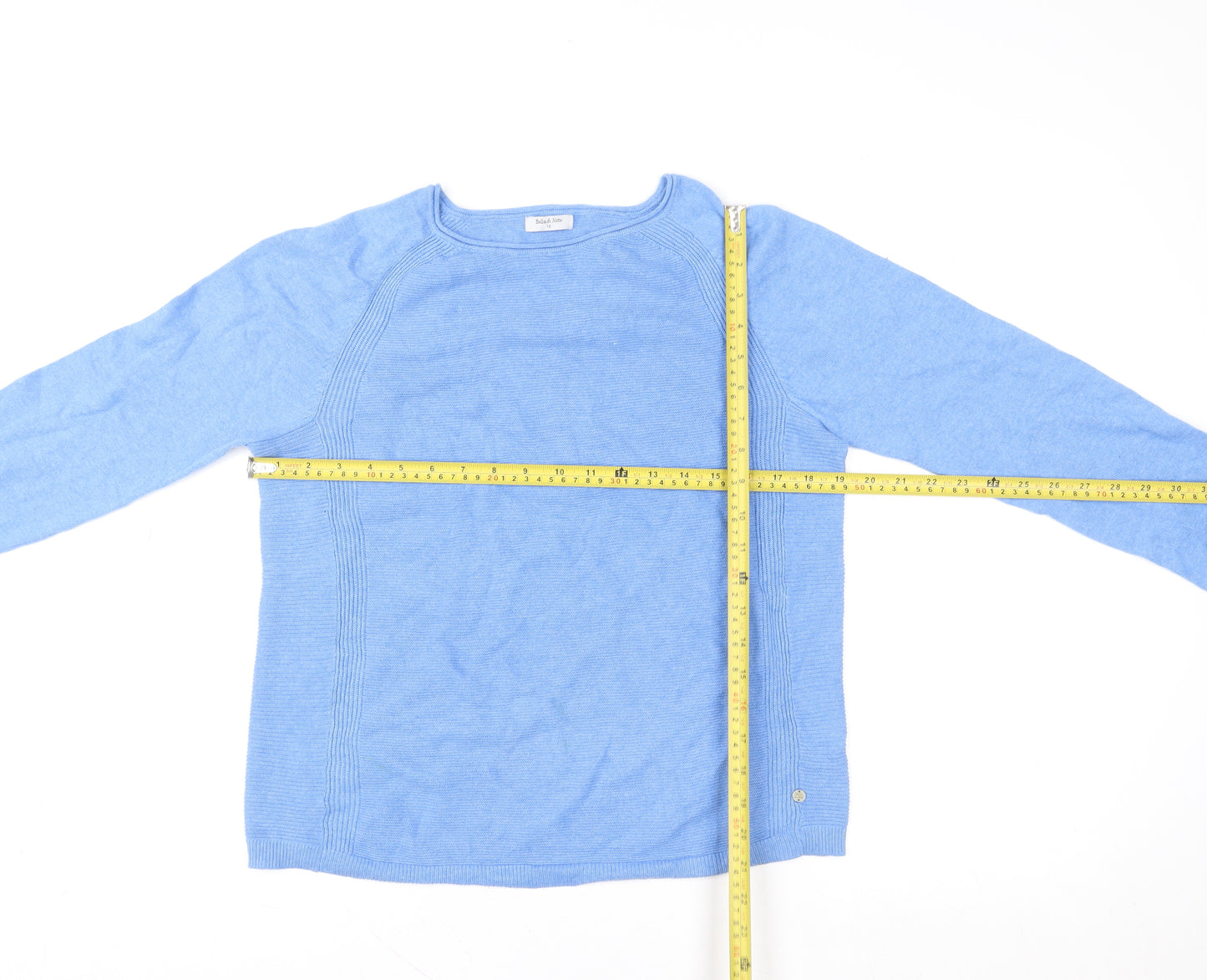 Bella di Notte Womens Blue Cotton Crew Neck Pullover Size 12