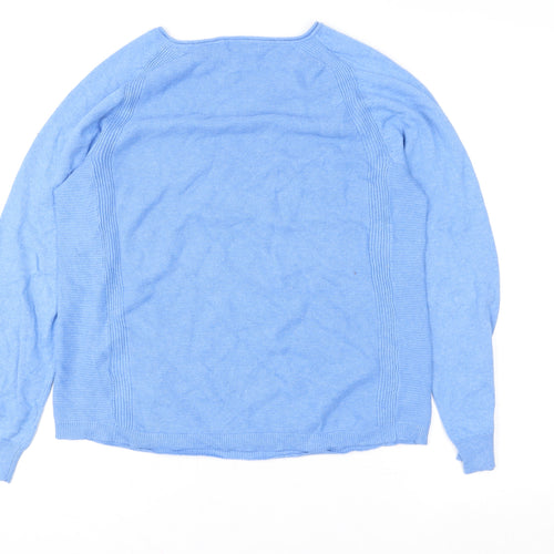 Bella di Notte Womens Blue Cotton Crew Neck Pullover Size 12