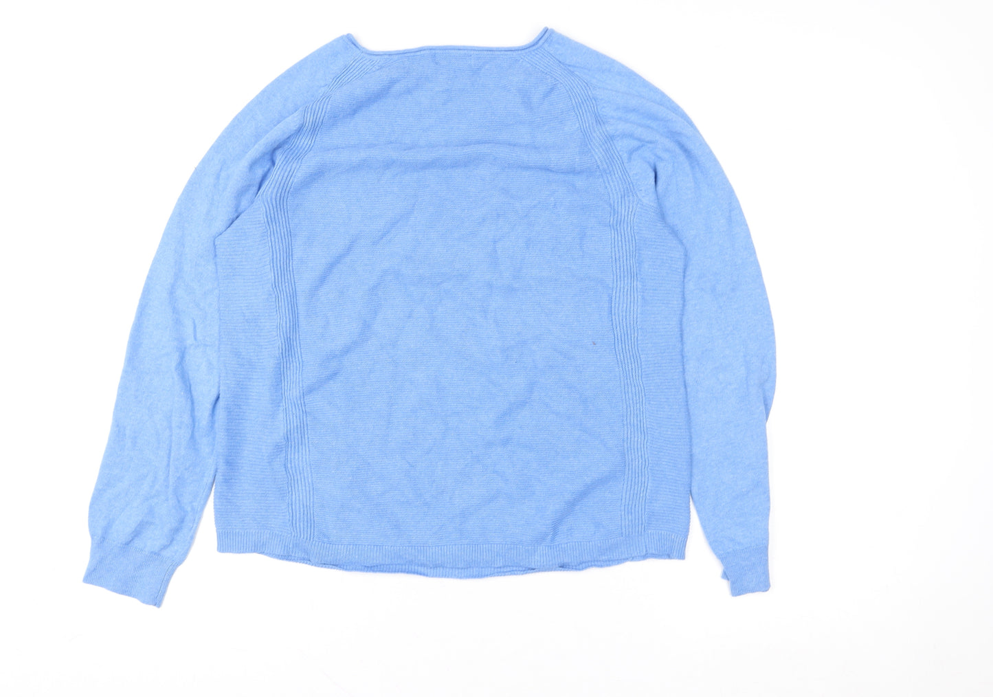 Bella di Notte Womens Blue Cotton Crew Neck Pullover Size 12