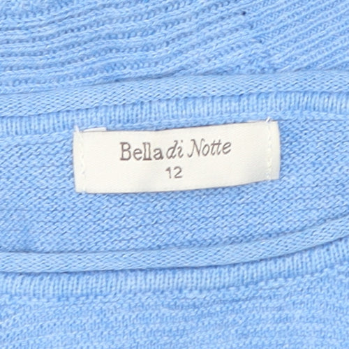 Bella di Notte Womens Blue Cotton Crew Neck Pullover Size 12