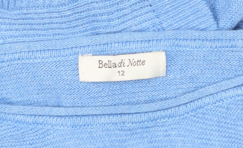 Bella di Notte Womens Blue Cotton Crew Neck Pullover Size 12